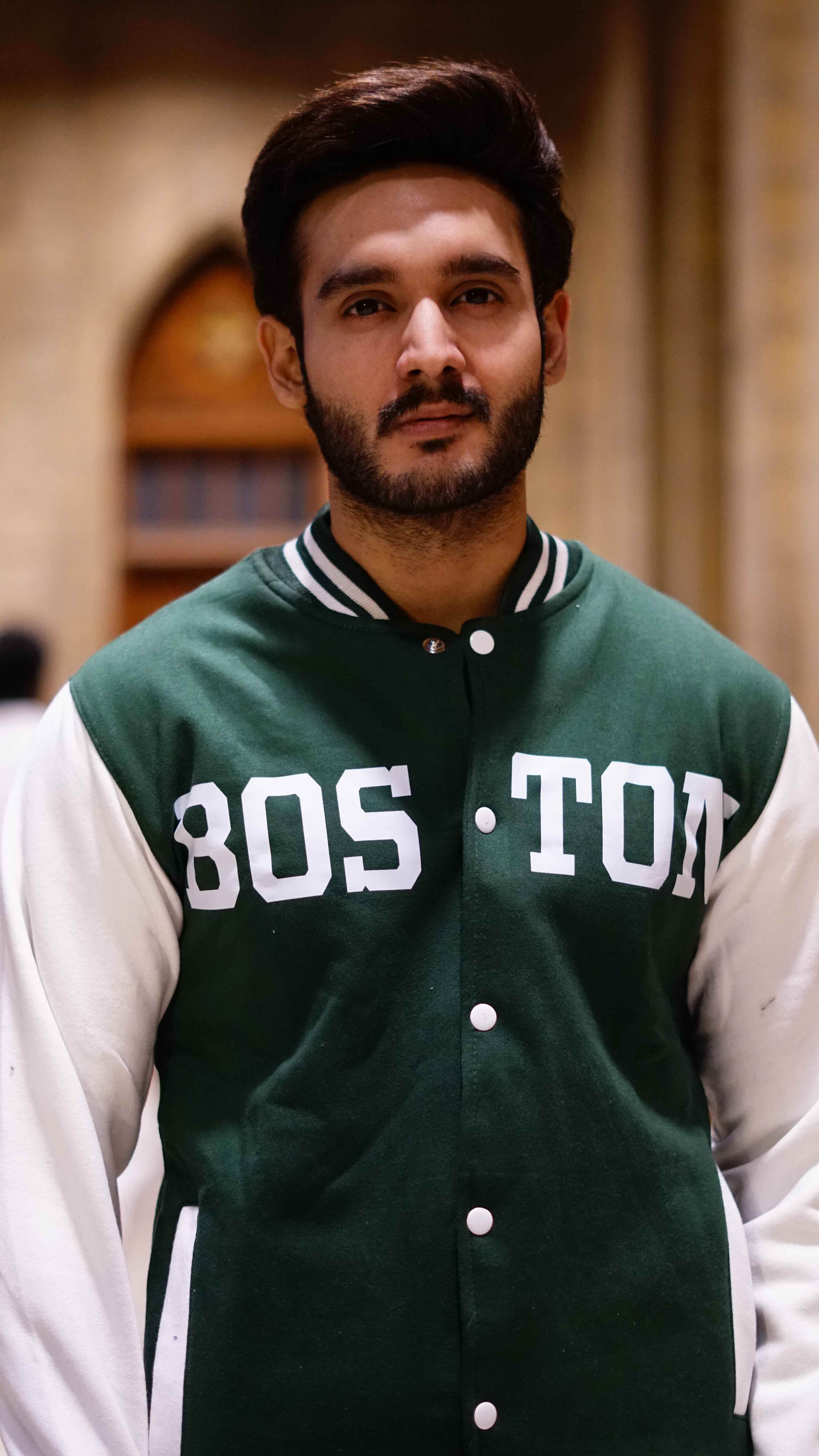 Green and white boston printer baseball jacket - Image 5