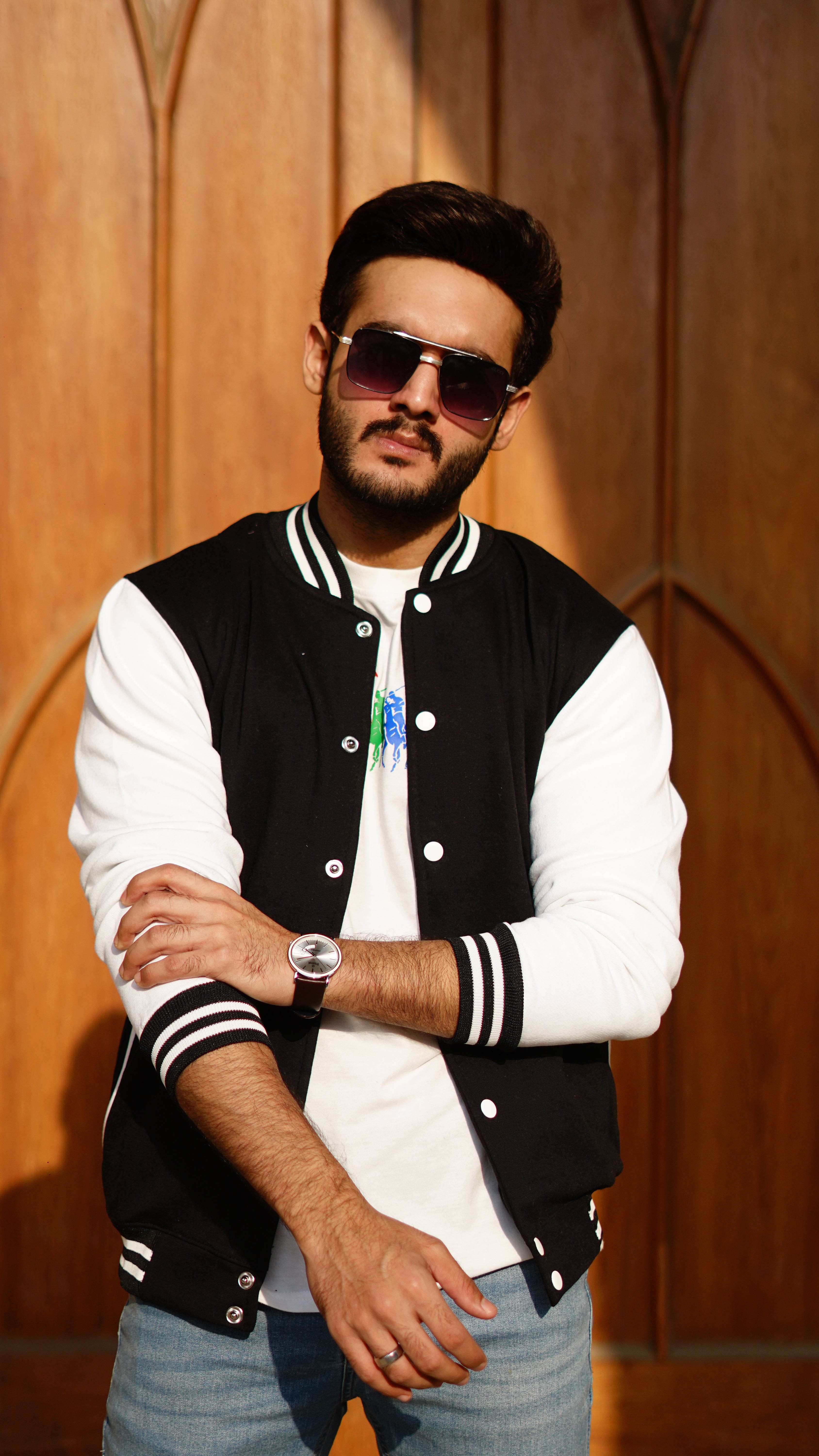 Black and white baseball varsity jacket - Image 6