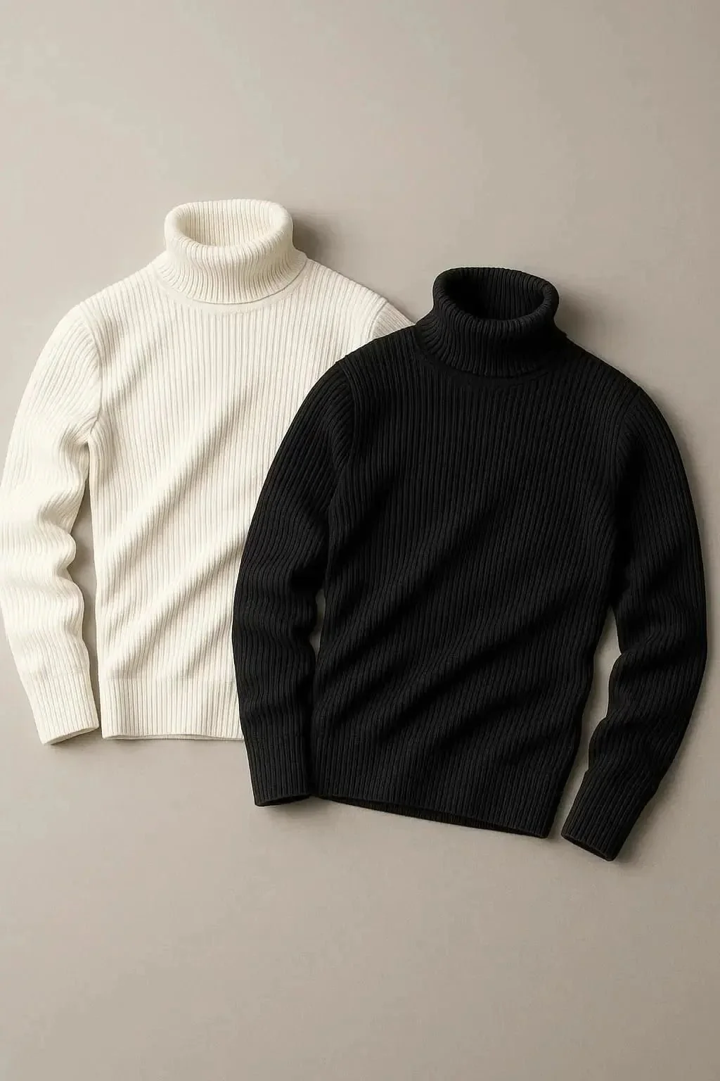 Bundle of 2 Folded turtleneck sweaters basic high neck - Image 3