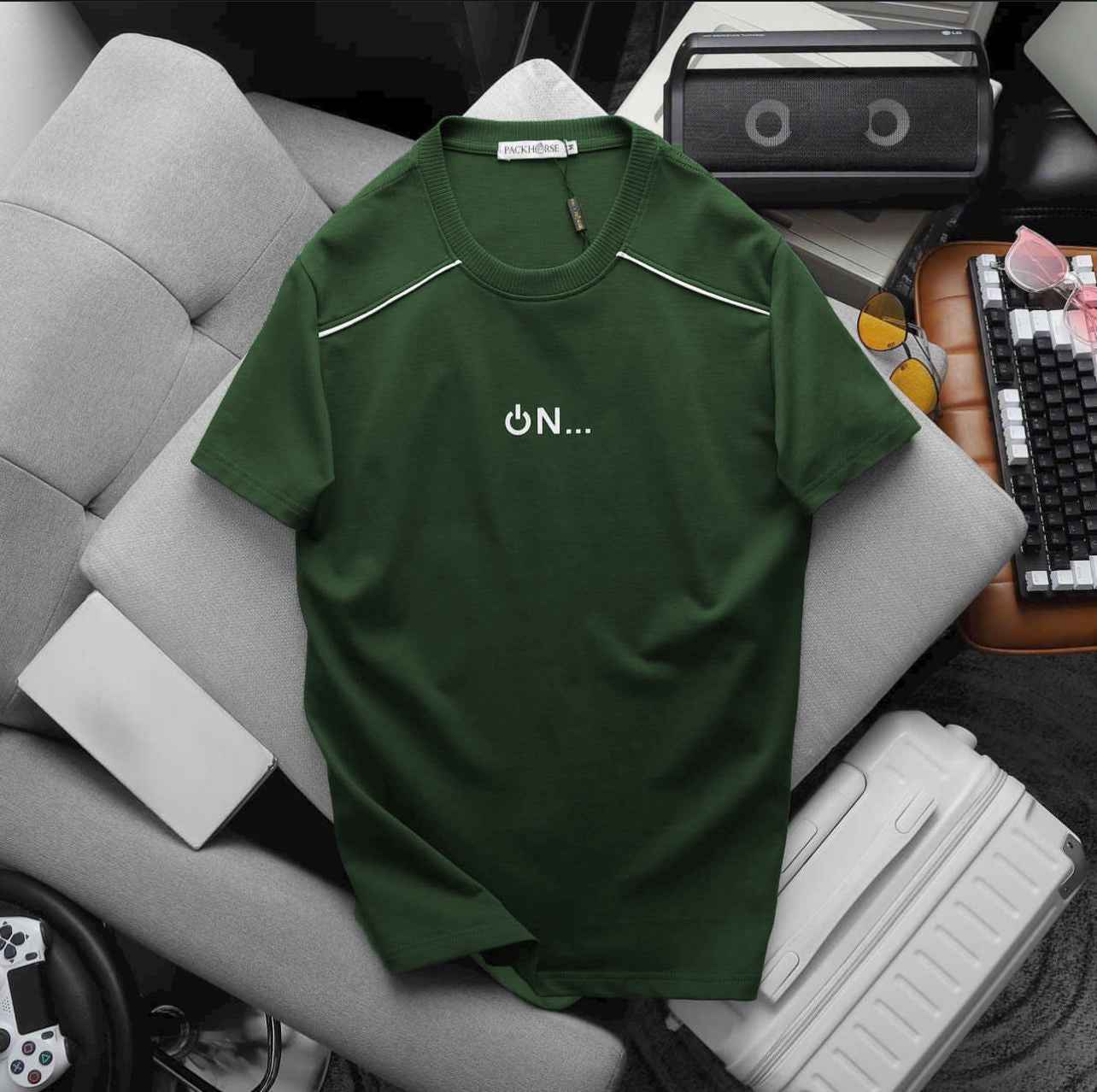 Men’s Minimalist “ON” Graphic T-Shirt – Premium Cotton Casual Summer Tee - Image 3