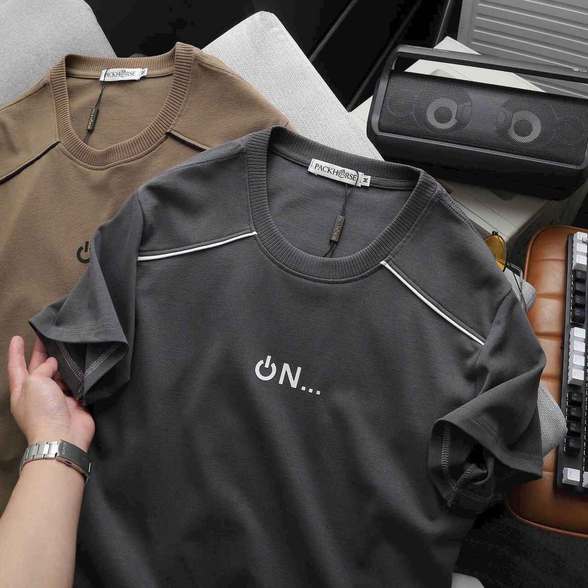 Men’s Minimalist “ON” Graphic T-Shirt – Premium Cotton Casual Summer Tee - Image 4