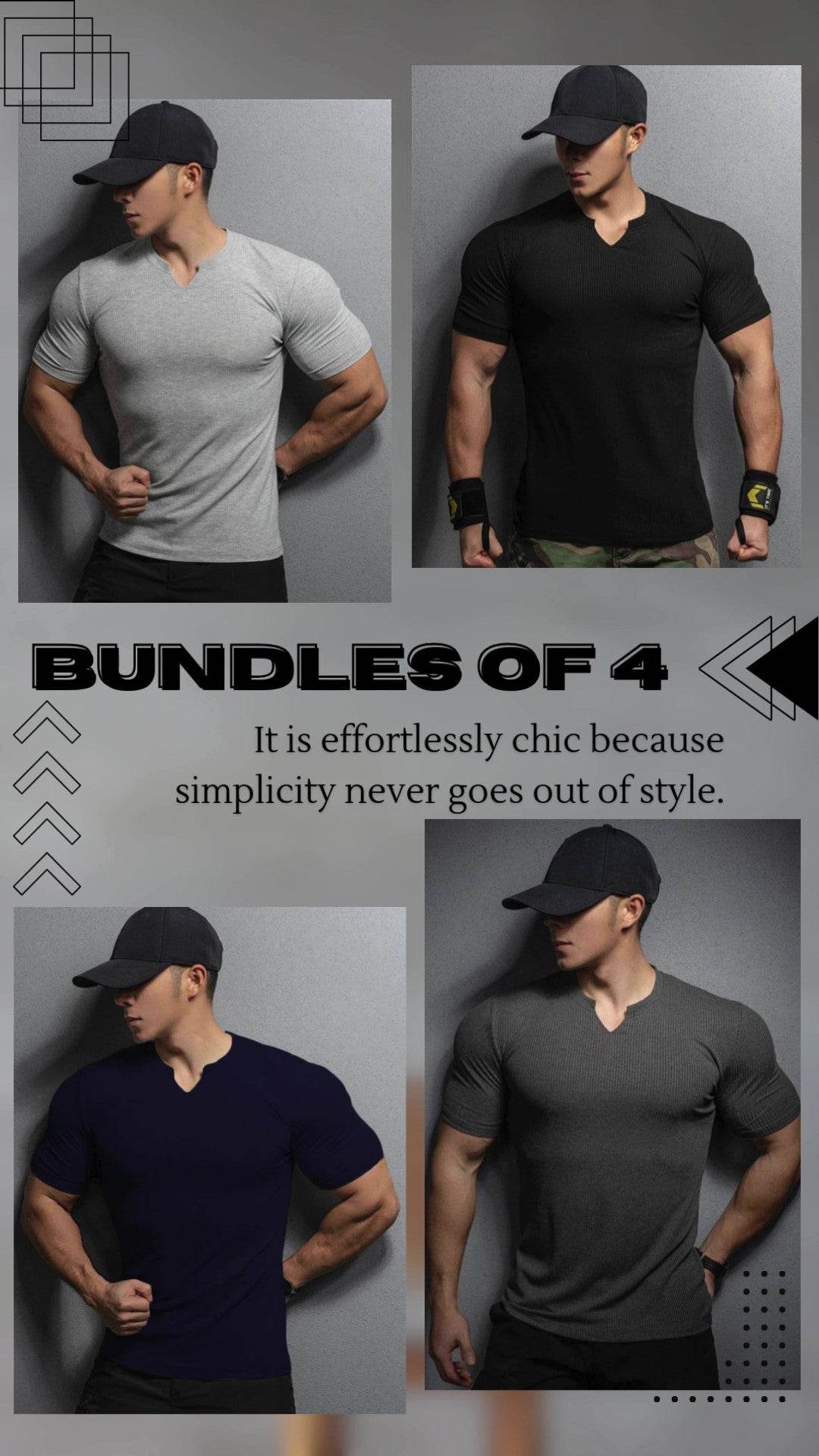 Bundles of 4 v-shape t-shirt cotton knitted