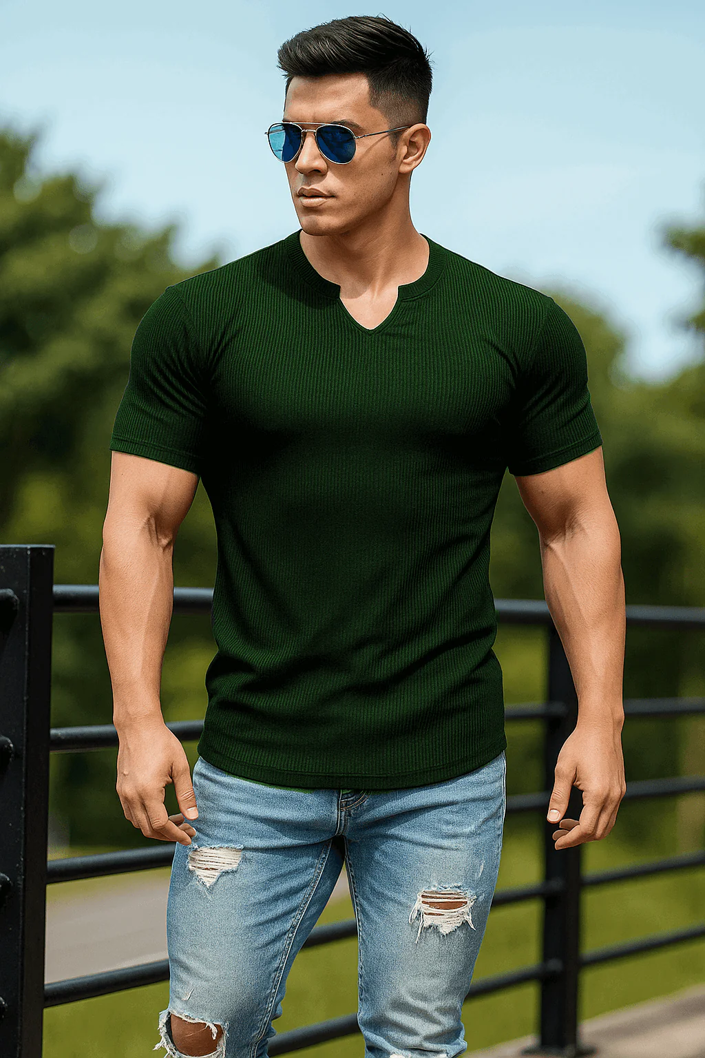 Mens knitted half sleeves shirt - Image 5