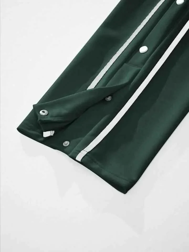 Button stripe Aestehtic Sweatpants (Steel Grey ) - Image 4