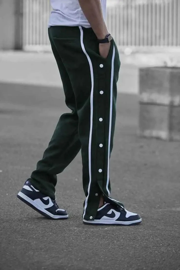 Button stripe Aestehtic Sweatpants (Steel Grey ) - Image 5