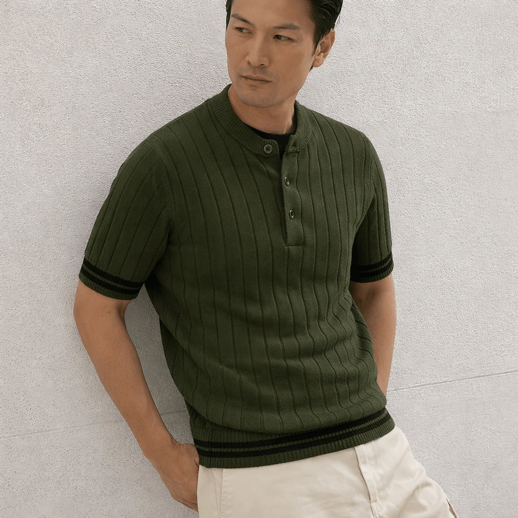 Men’s Premium Ribbed Henley T-Shirt – Short Sleeve Casual Summer Wear - Image 4