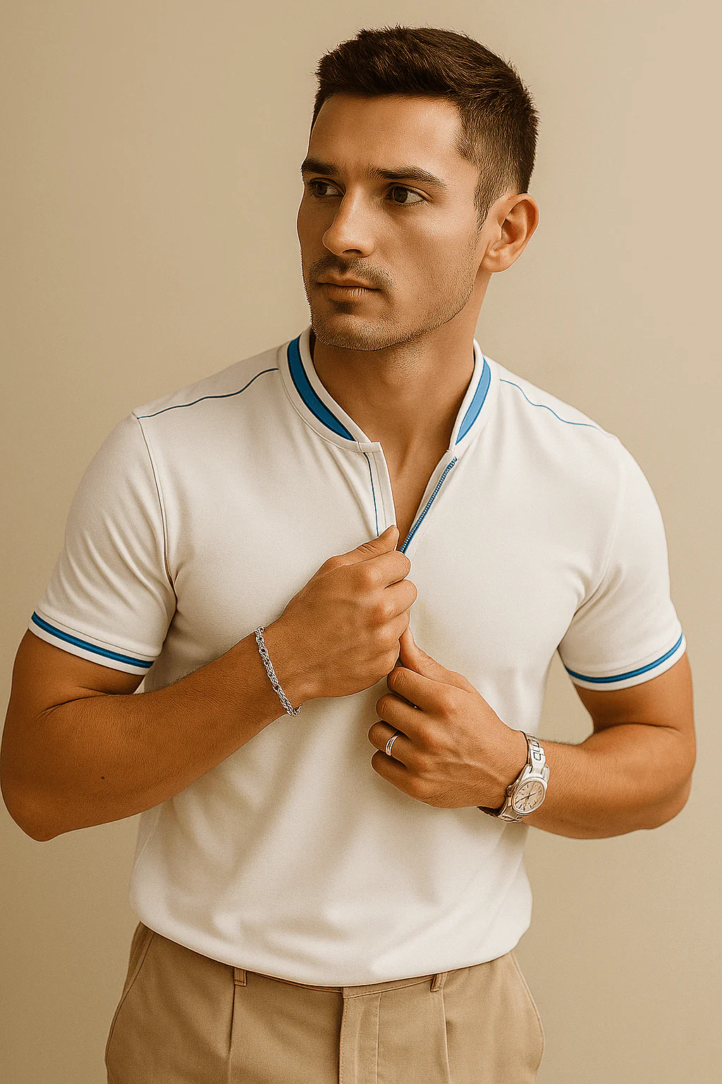 Men's polo shirts smoked polo neck - Image 3