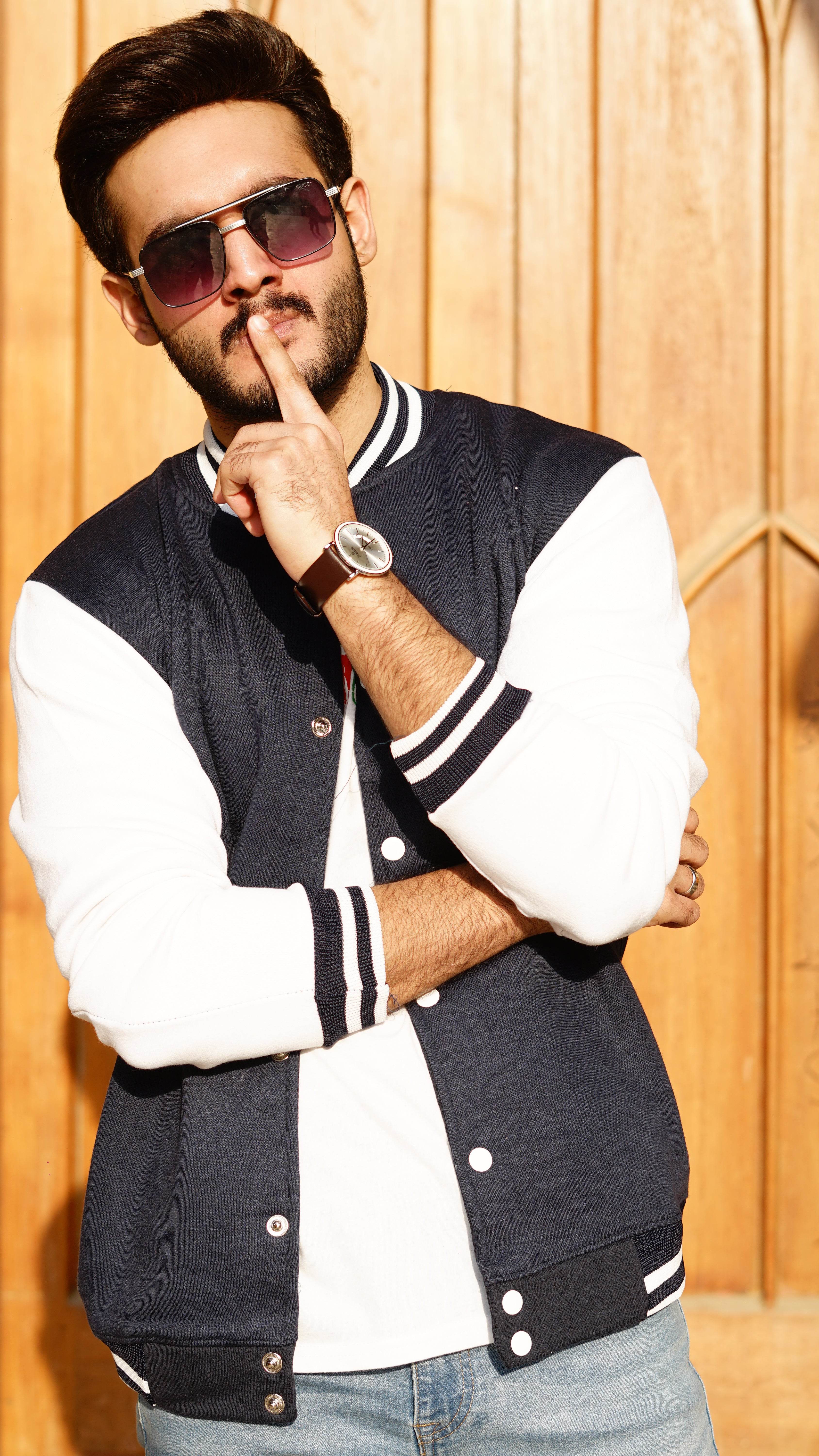 Blue and white baseball varsity jacket - Image 5
