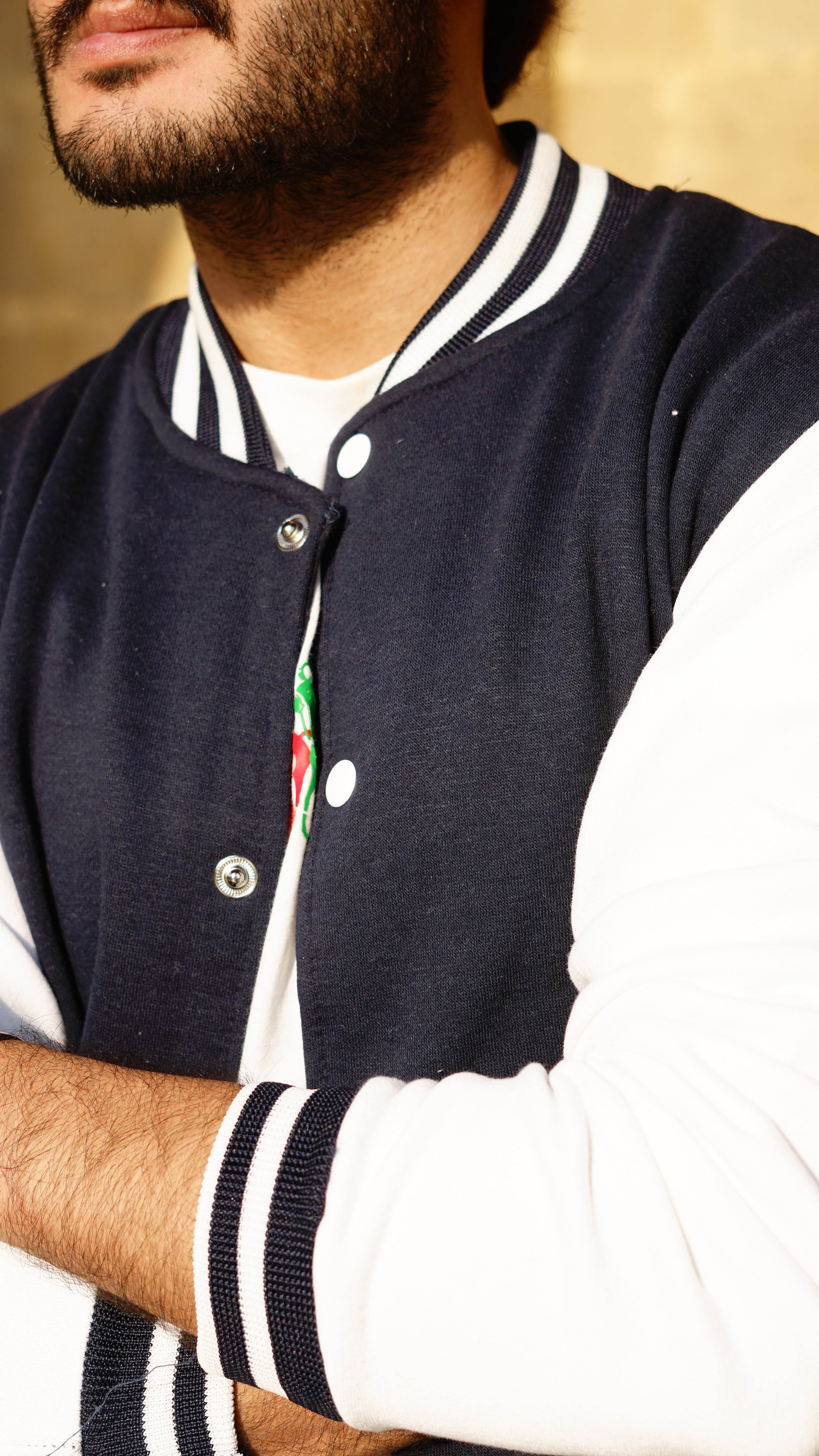 Blue and white baseball varsity jacket - Image 6